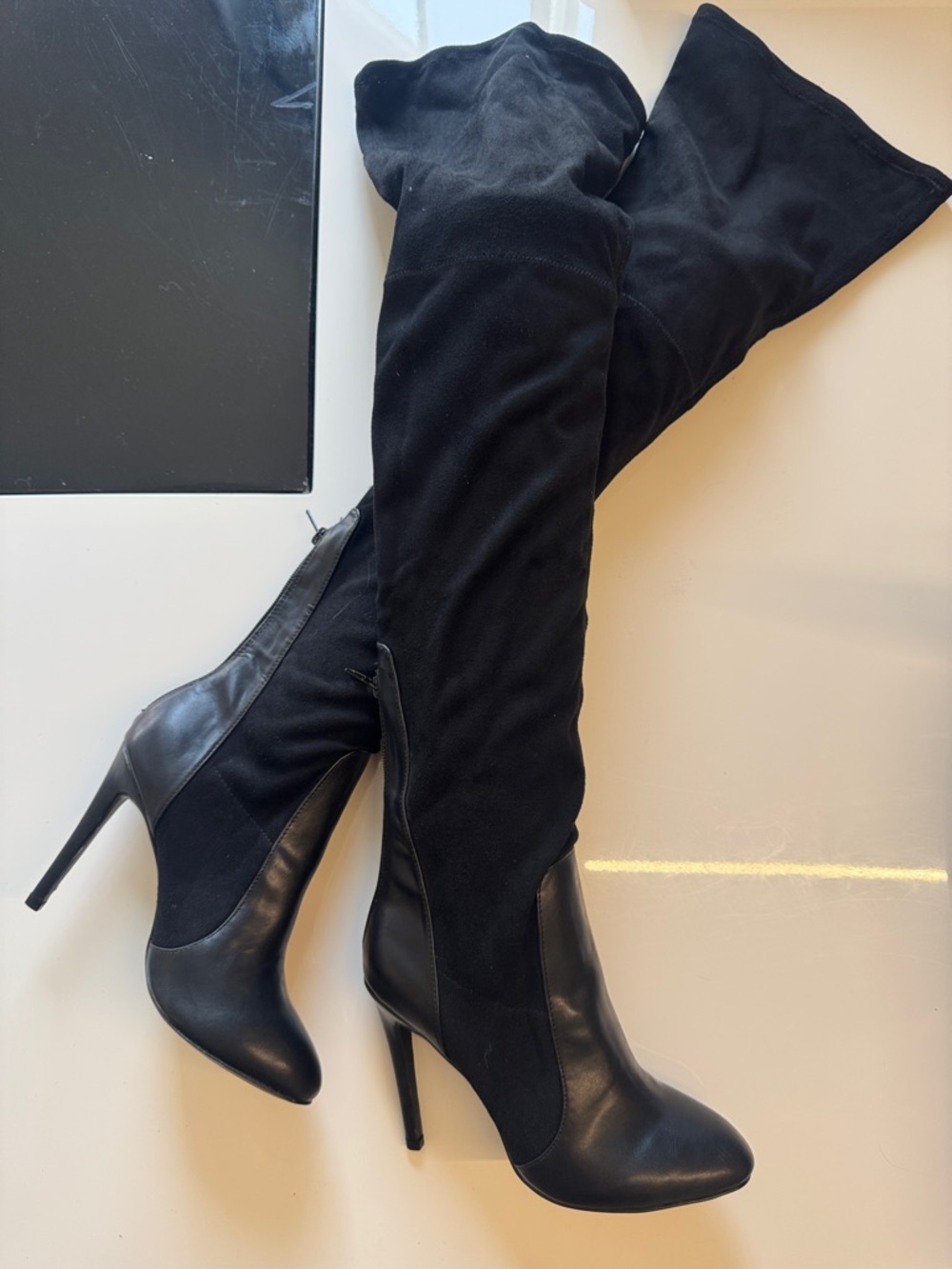 Nasty Gal Black Over-the-Knee 4” Stiletto Boots - Sleek Women's Dress Boots